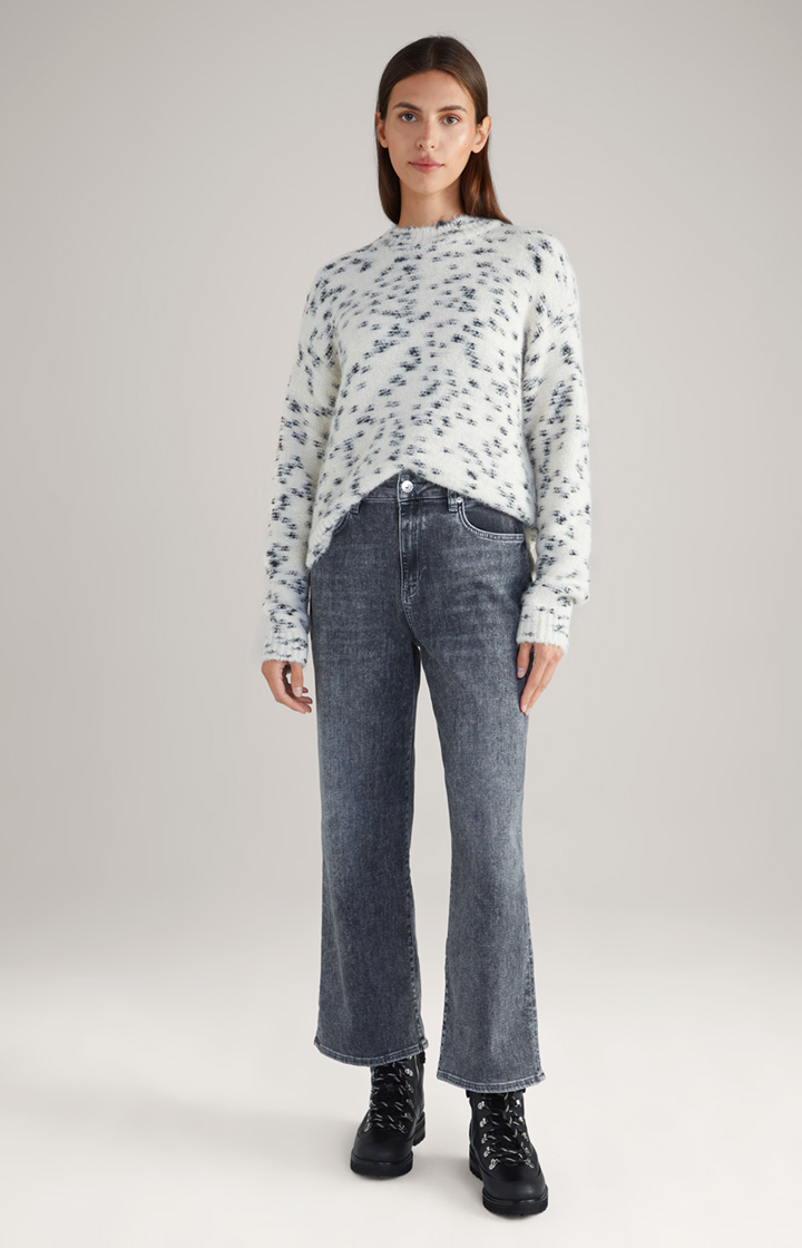 Alpaka-Blend-Strickpullover in Creme gemustert