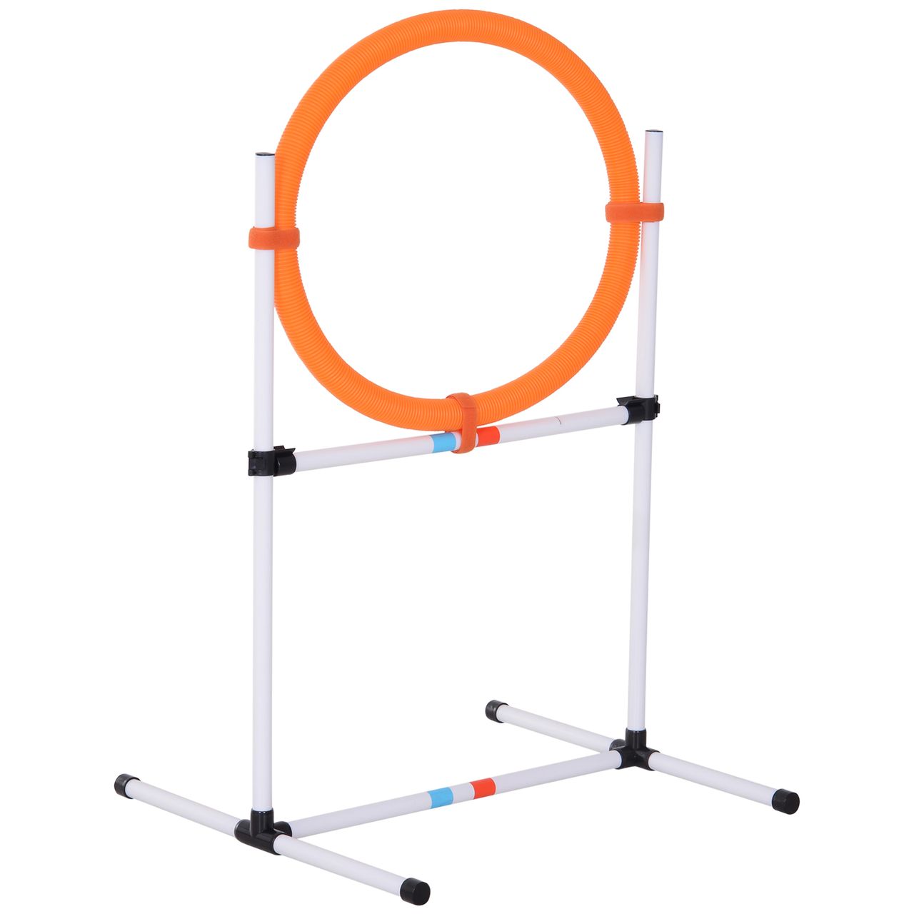 PawHut Hundetrainingsset Springring für Haustier-Agility-Training tragbar PE Weiß   Orange 74,5 x 66 x 91 cm