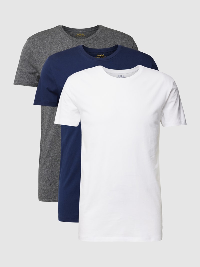 T-shirt Set mit Label-Stitching Modell 'Crew' in weiß