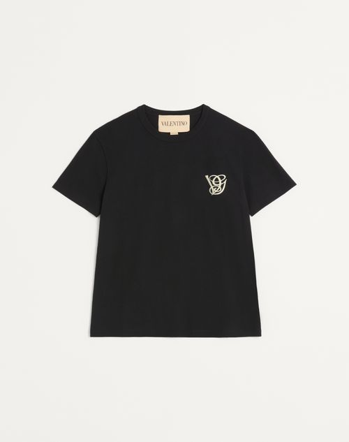 Camiseta de algodão com patch VG