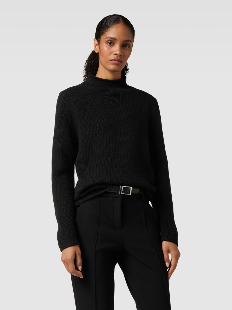 Strickpullover mit Stehkragen Modell 'Basic' in schwarz