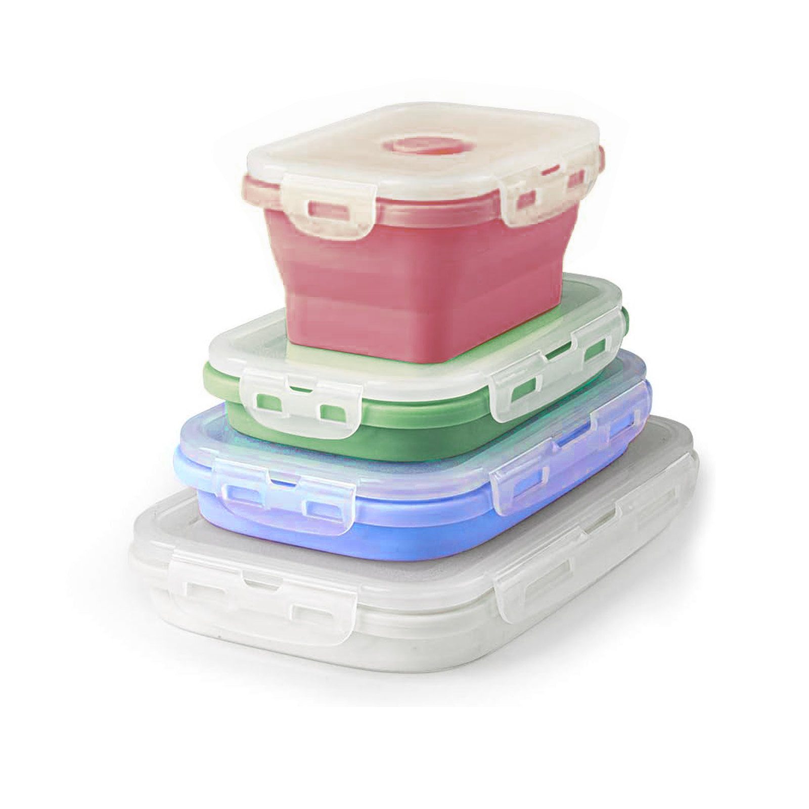 HAC24 Vorratsdose 8er Set Lunchbox Vorratsbehälter Frischhaltedosen, Silikon, faltbar mit Deckel BPA frei