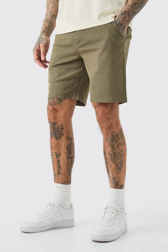 Tall Slim-Fit Chino-Shorts in Wolloptik