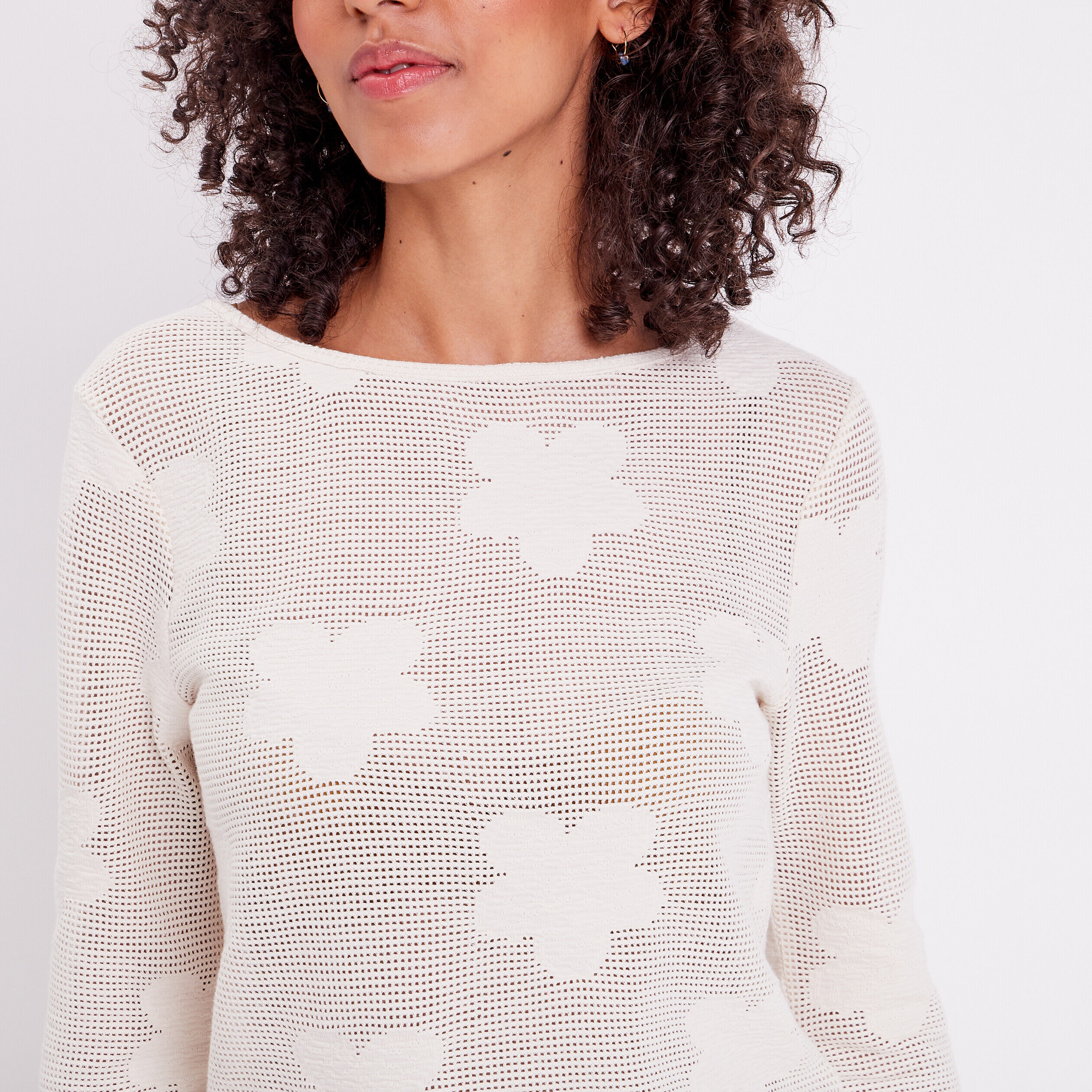 T-shirt crochet manches pagode ecru femme | Cache Cache