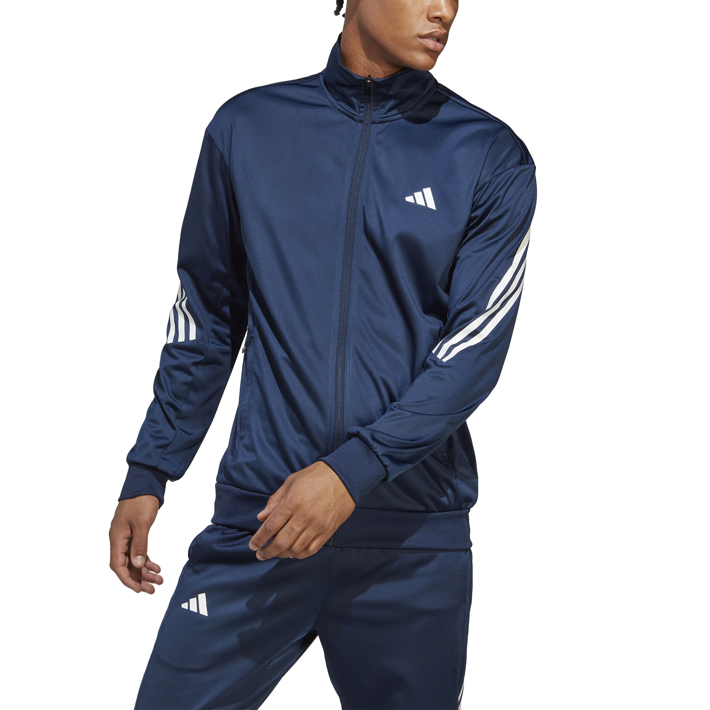 3-Stripes Knit Trainingsjacke Herren - Dunkelblau, Weiß