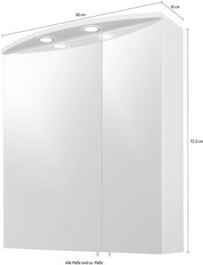Schildmeyer Spiegelschrank Verona Breite 60 cm, 2-türig, 2 LED-Einbaustrahler, Schalter-/Steckdosenbox
