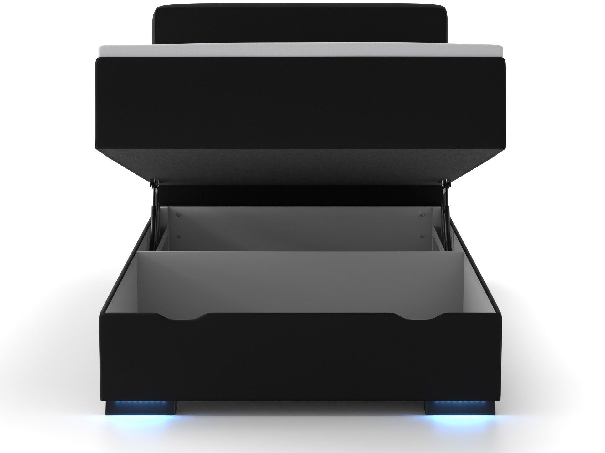 wonello Boxspringbett Ontario, mit Bettkasten, LED-Beleuchtung, 2x USB-Anschluss und Topper