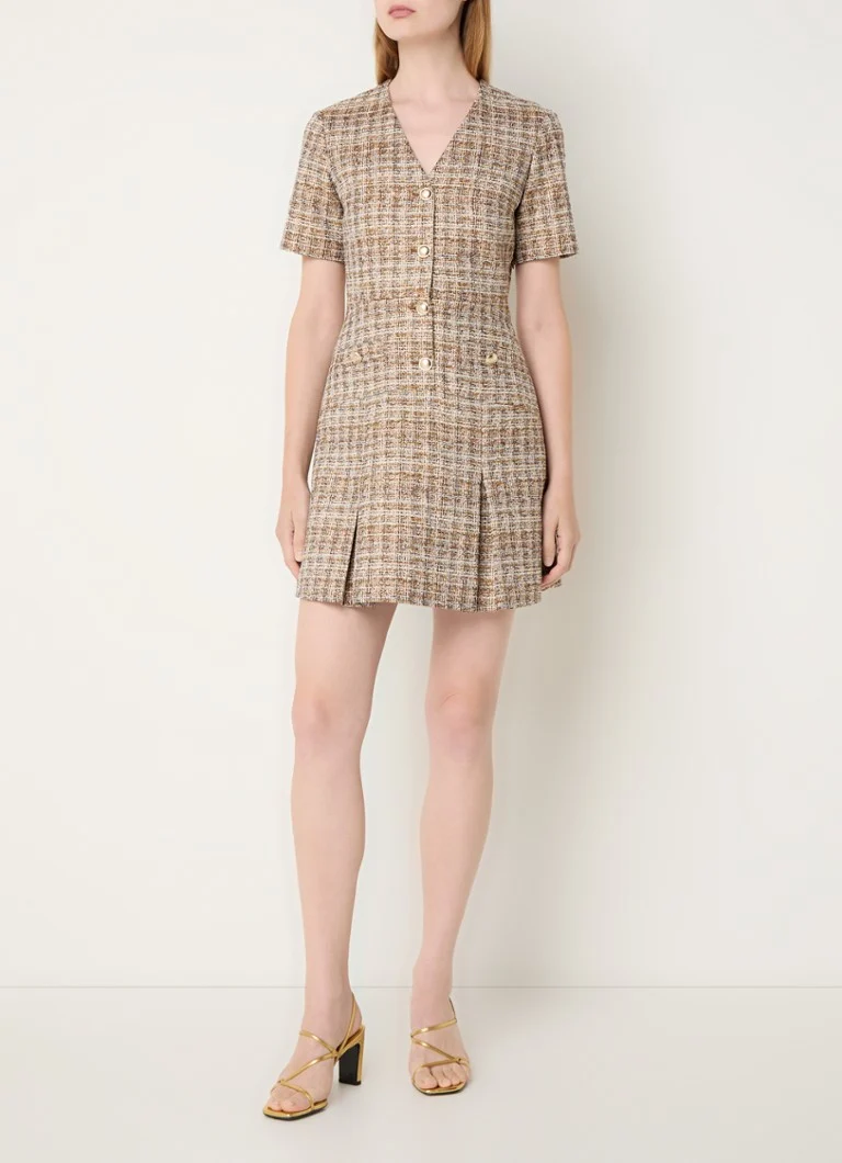 Minivestido tipo túnica de Maje en estilo tweed con bolsillos de parche.