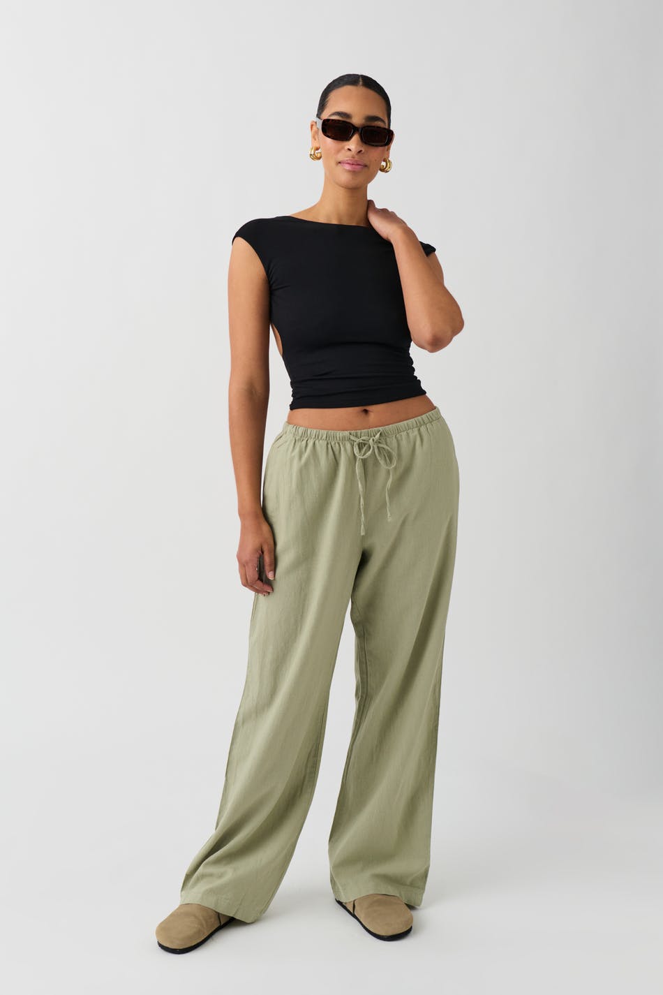 Linen blend trousers