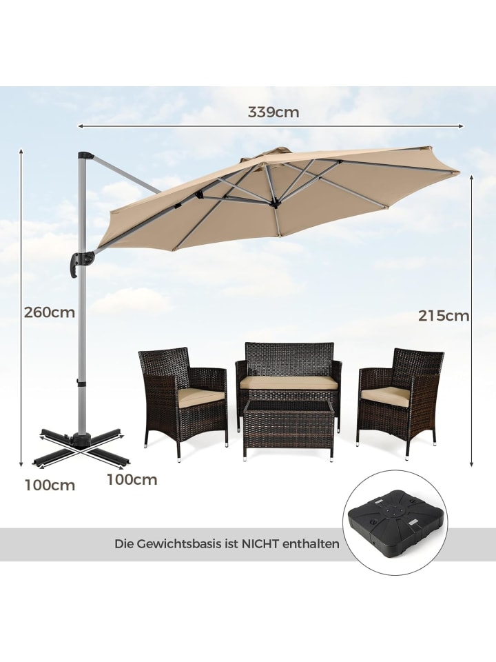 COSTWAY Sonnenschirm Ø330cm in Beige günstig kaufen onesize