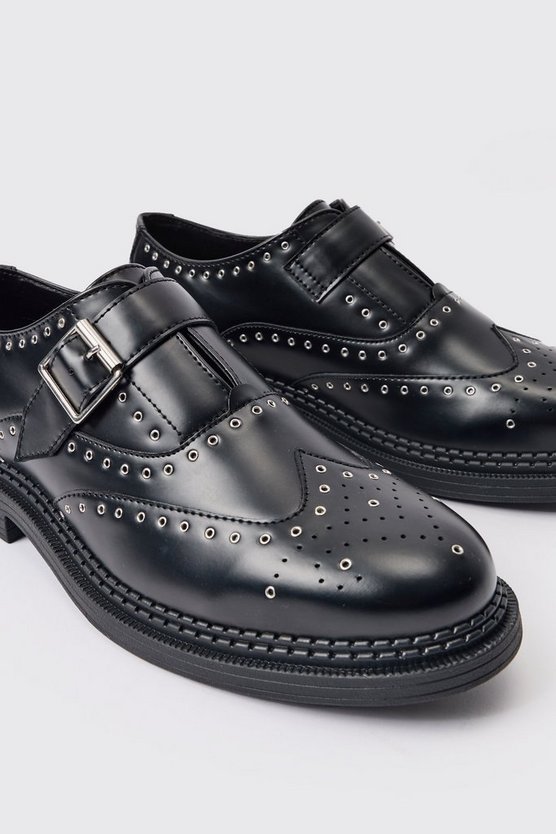 Schwarz PU-Loafer mit Schnallen-Detail