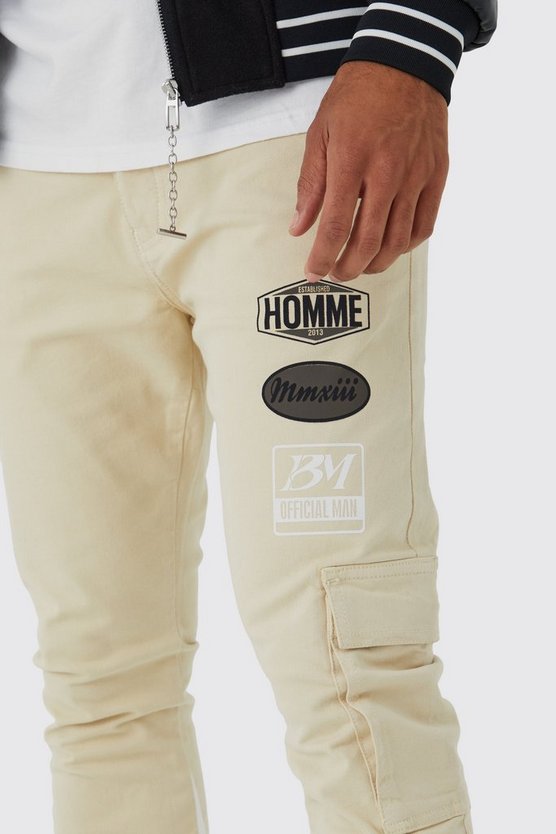 Slim-Fit Cargo-Schlaghose mit Moto-Aufnäher