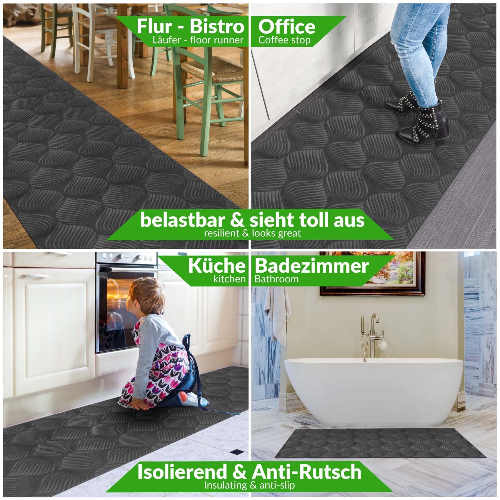 Küchenläufer Küchenläufer Teppichläufer Läufer Textil BAKER Premium Ornament Robus, ANRO, Rechteckig, Höhe: 3 mm, Genarbt PVC