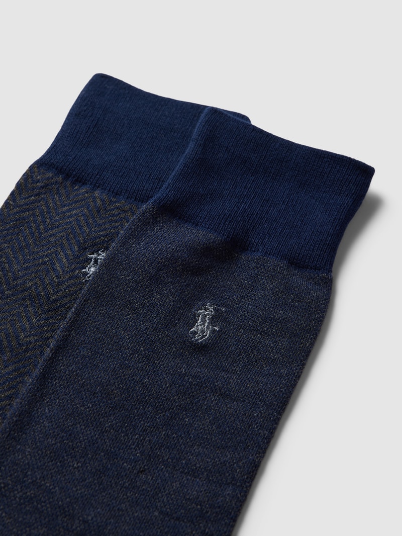 Socken mit grafischem Muster im 2er-Pack in dunkelblau