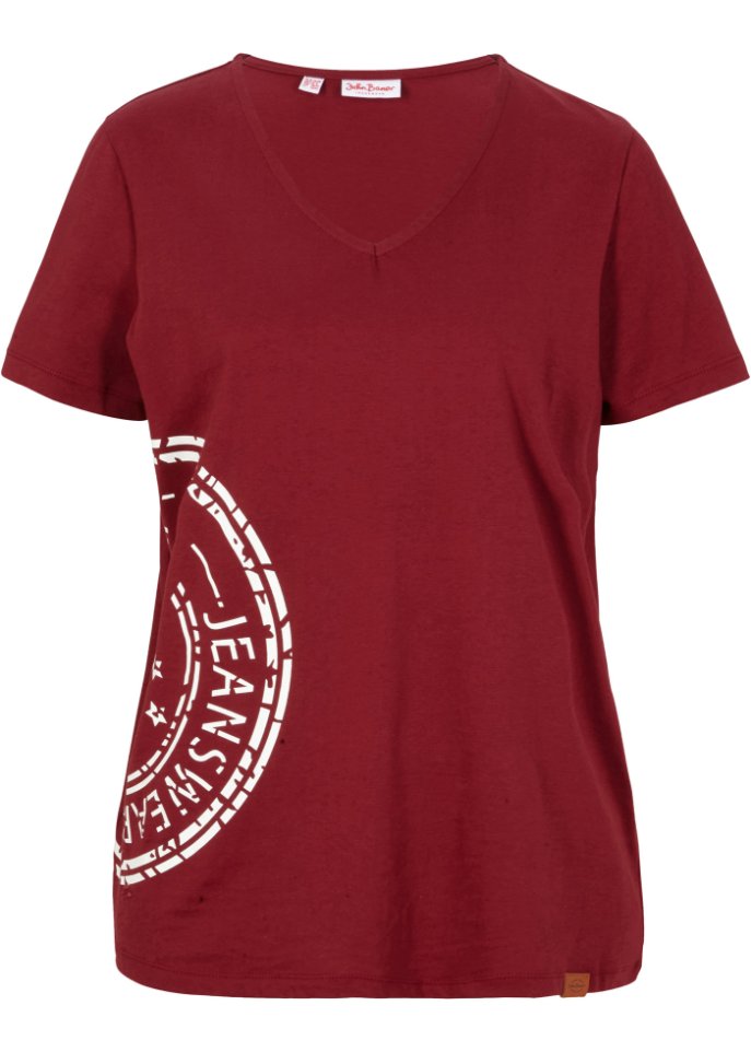 T-Shirt mit V-Kragen, bedruckt