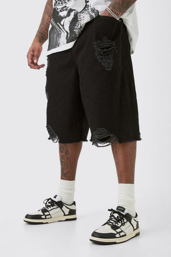 Plus zerrissene Twill Jogginghose