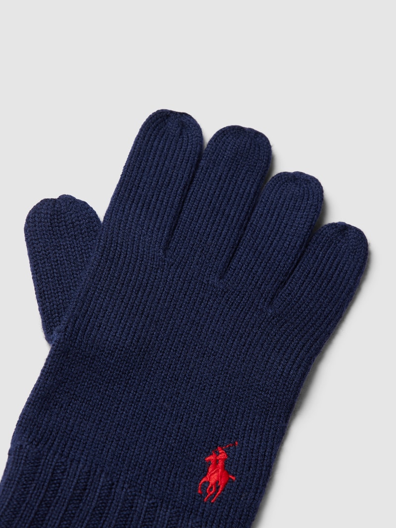 Handschuhe mit gerippten Abschlüssen in marineblau