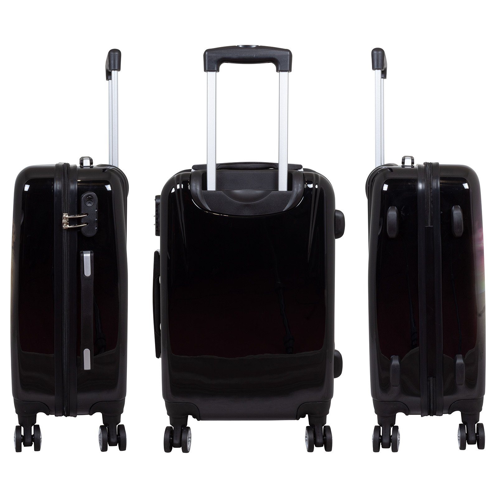 Trendyshop365 Hartschalen-Trolley Löwe, bunter Koffer mit Tier-Motiv, 3 Größen, 4 Rollen, Zahlenschloss, Polycarbonat, Dehnfalte
