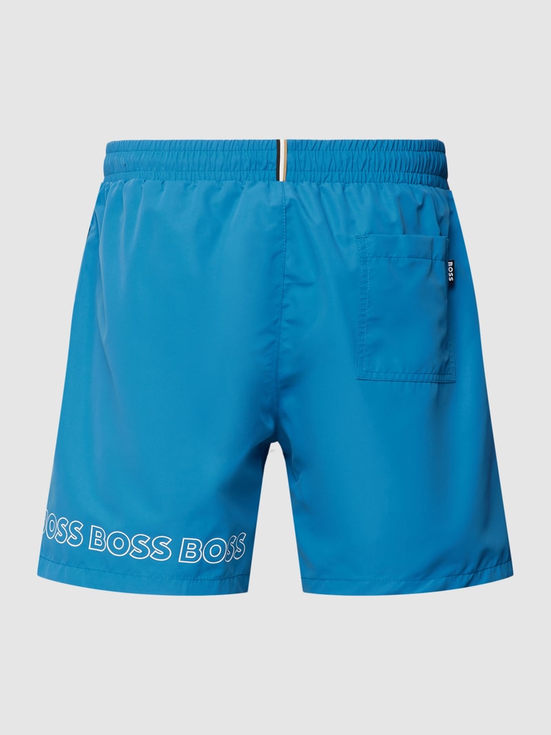 Badehose mit Label-Print Modell 'Dolphin' in jeans