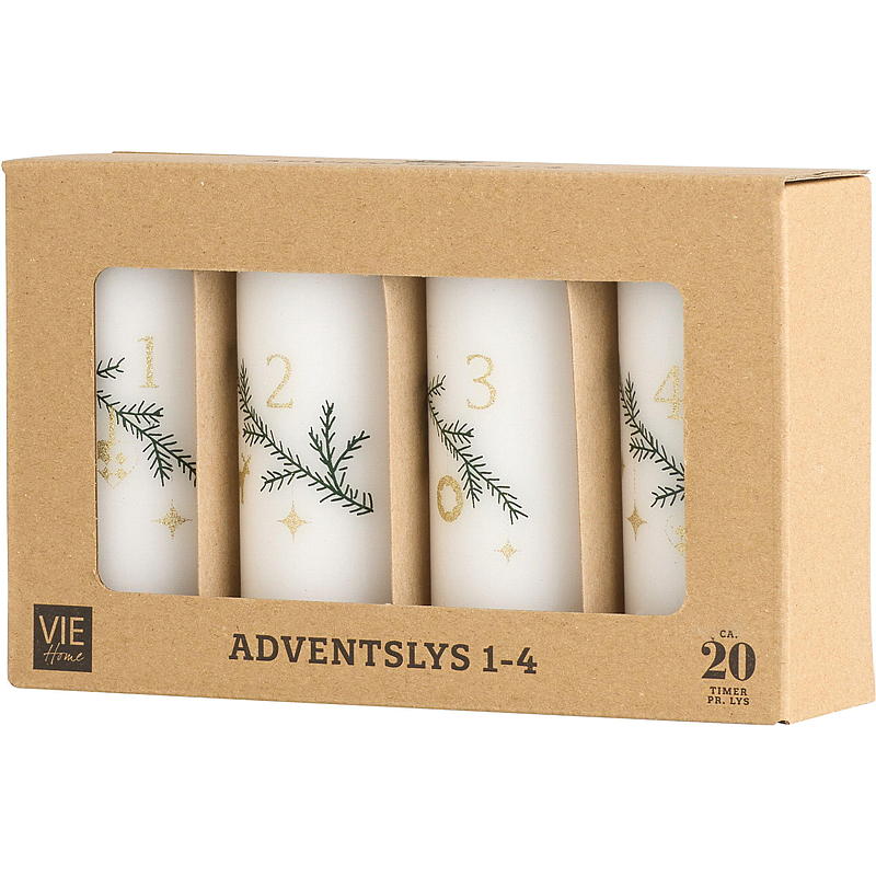 Vie Home Adventslys 4-pk 11 cm 1-4 hvit