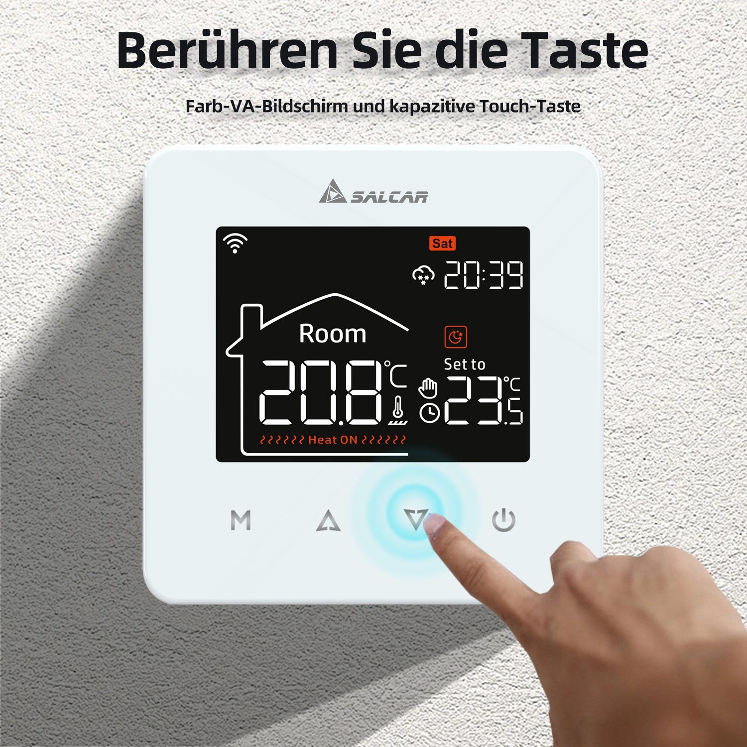 Salcar Heizkörperthermostat Thermostat Heizung LCD Touchscreen für Elektrische Raumthermostat, Digital Tuya Programmierbare Thermostate