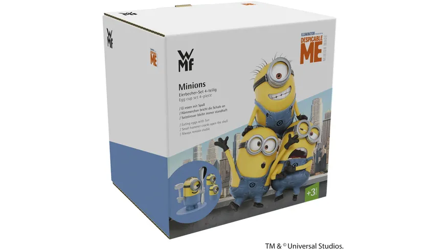 WMF Minions Eierbecher, Löffel, Pfeffer- und Salzstreuer 4er-Set