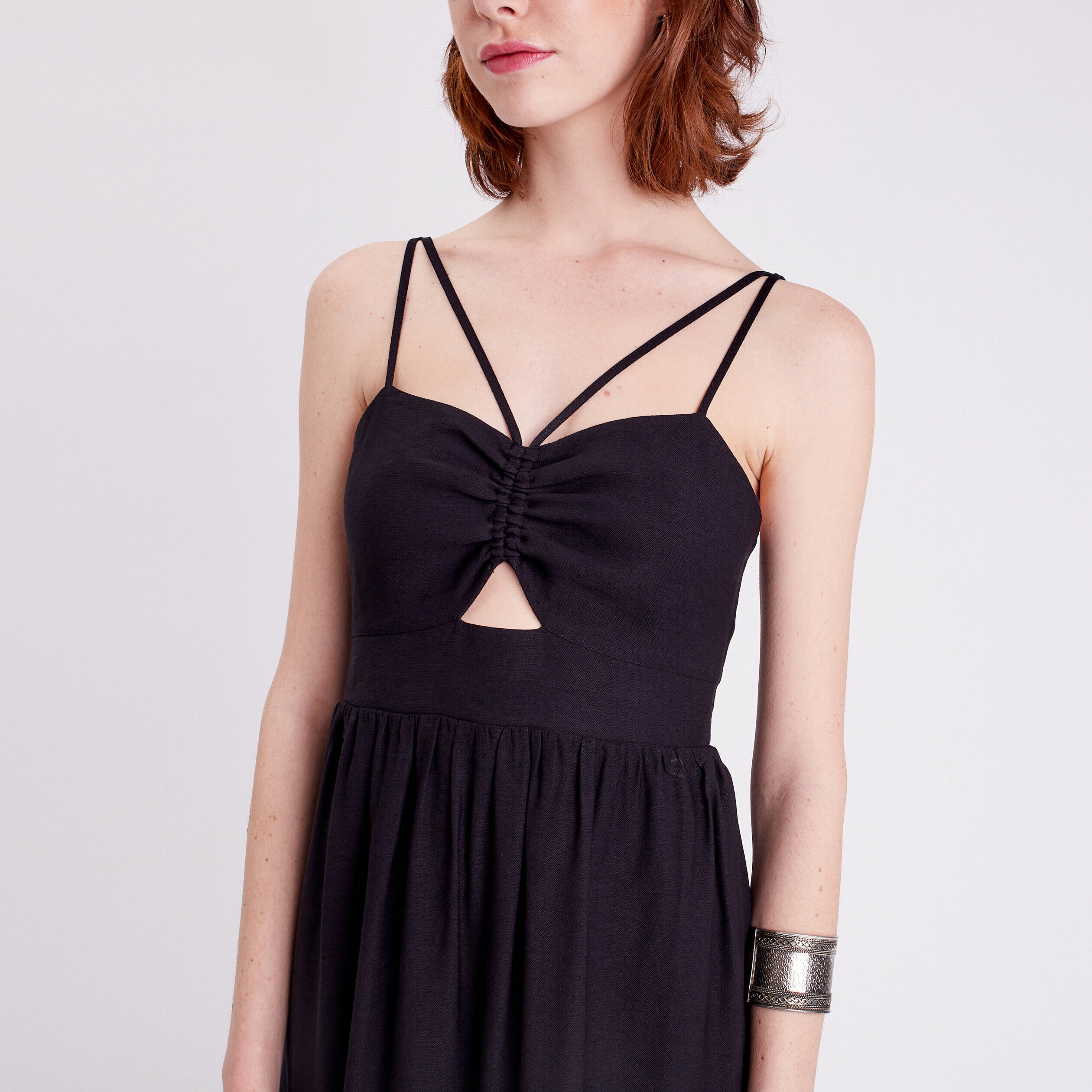 Robe évasée bretelles noir femme | Cache Cache