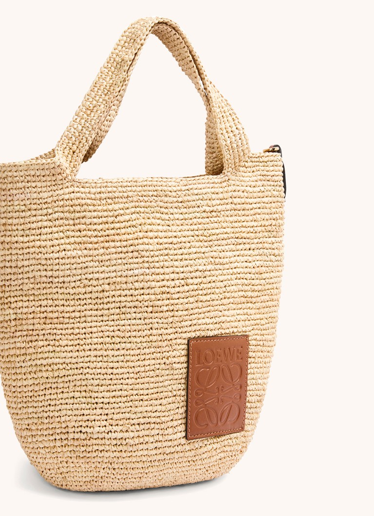 LOEWE Raffia -olkalaukku vasikannahkaisilla yksityiskohdilla