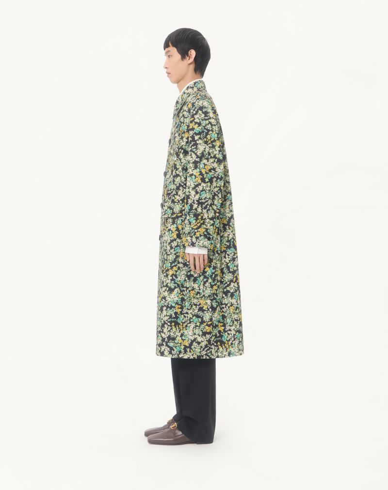 Valentino enkeltradet bomuldsfrakke med blomsterprint i papir