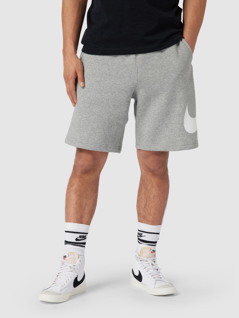 Sweatshorts mit Logo-Print in hellgrau meliert