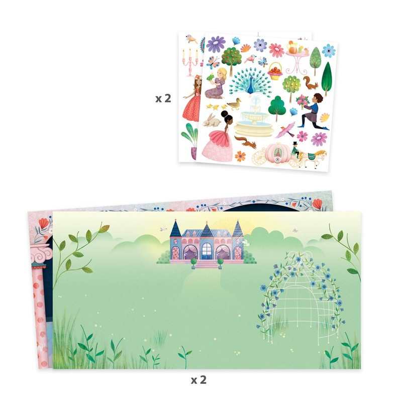 Histoires de stickers repositionnables La vie au château Djeco