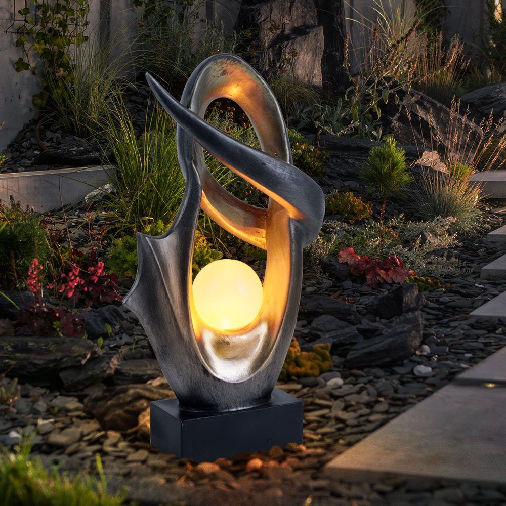 etc-shop Gartenleuchte, LED-Leuchtmittel fest verbaut, LED Solar Deko Außen Lampe Feuer Effekt Garten Terrassen