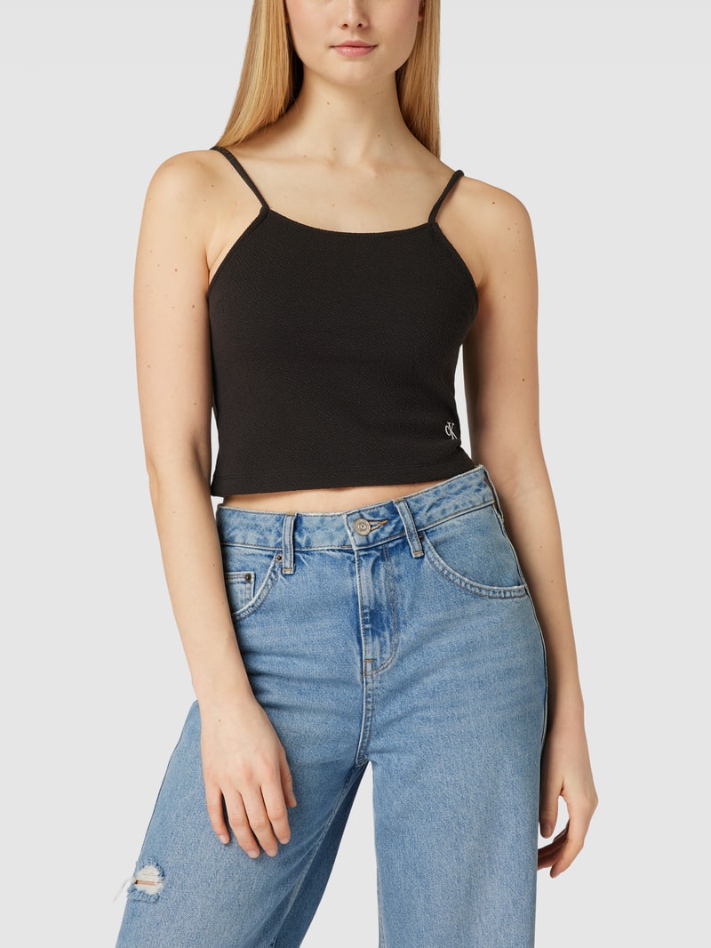 Top mit Strukturmuster Modell 'SLUB' in schwarz