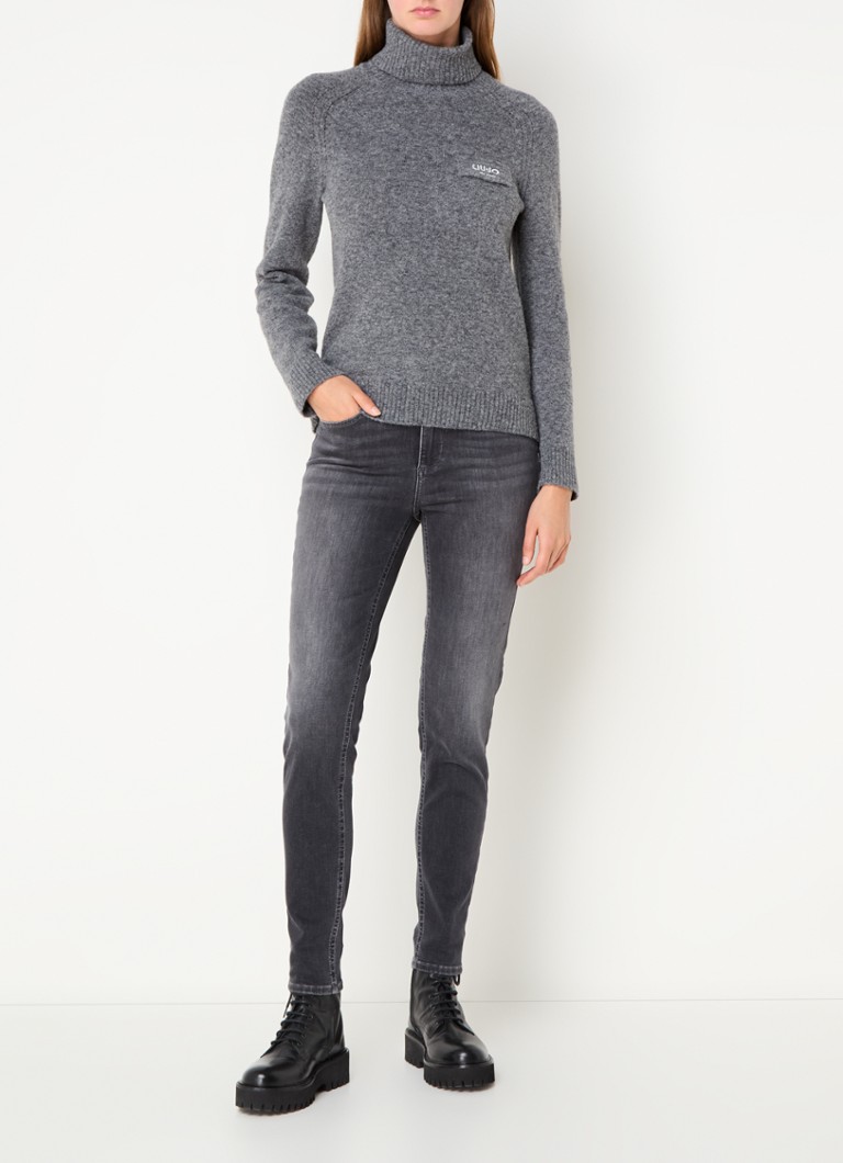 Liu Jo Fine-knit sweater in alpaca wool blend with logo embroidery