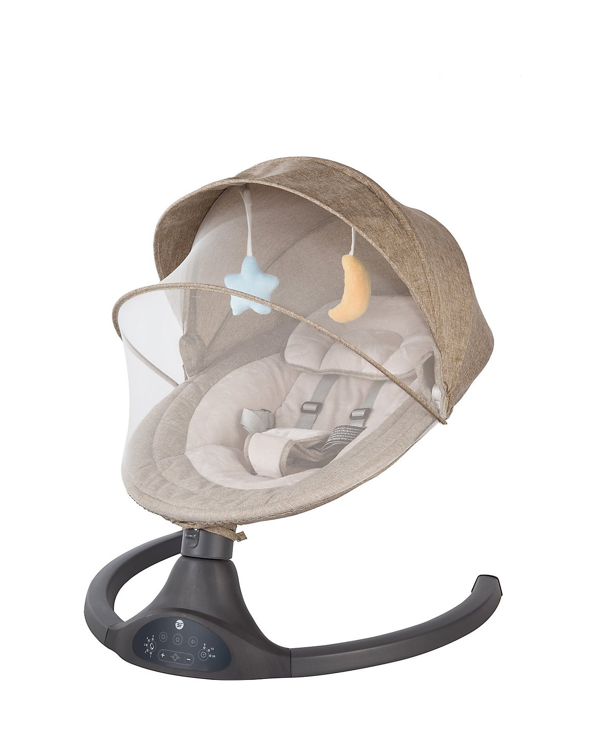 Babywippe Bebies First elektrische Babywippe Babyschaukel Relax mit Bluetooth-Funktion, Moskitonetz und Spielbogen