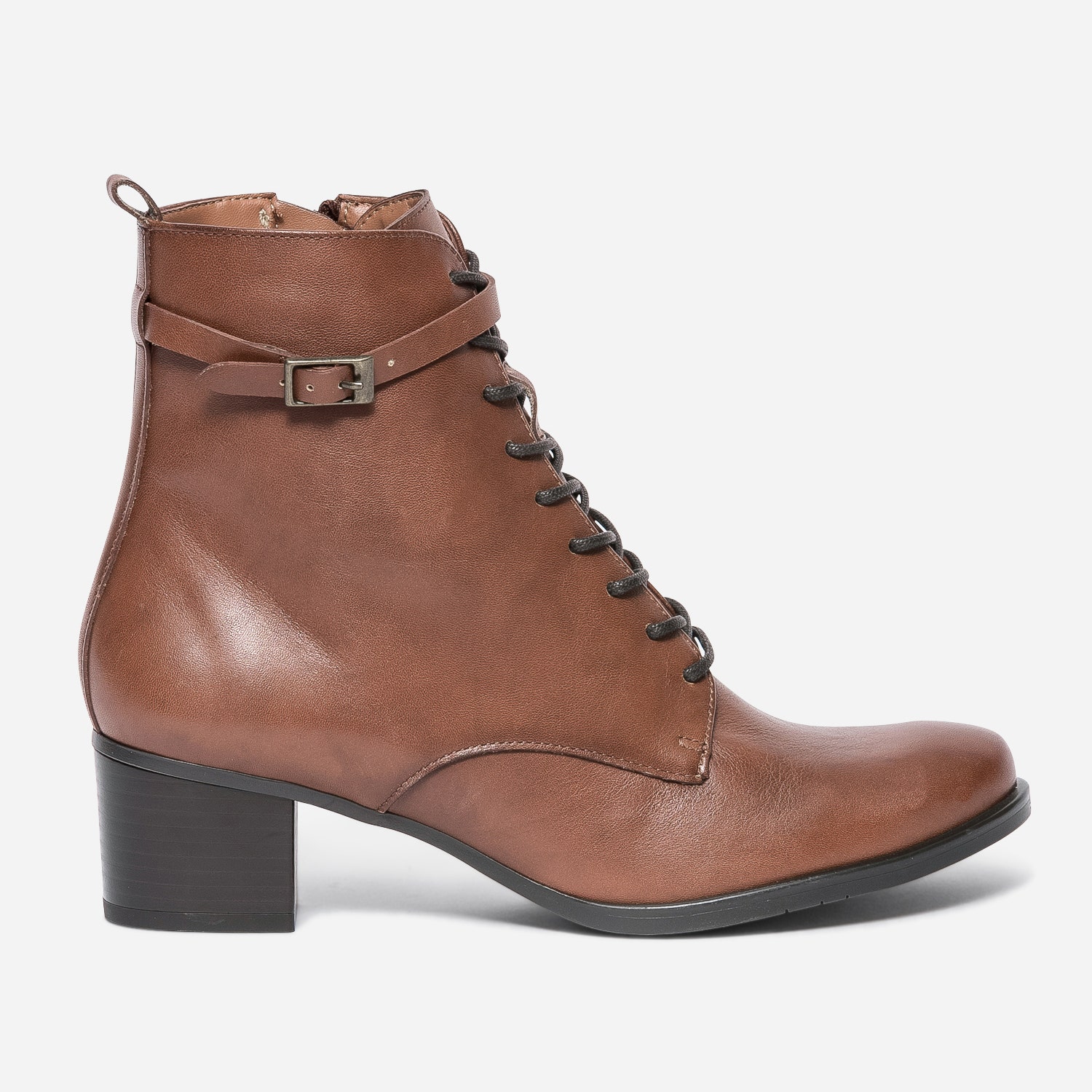 Bottine à talon ERAM FLEX cognac en cuir