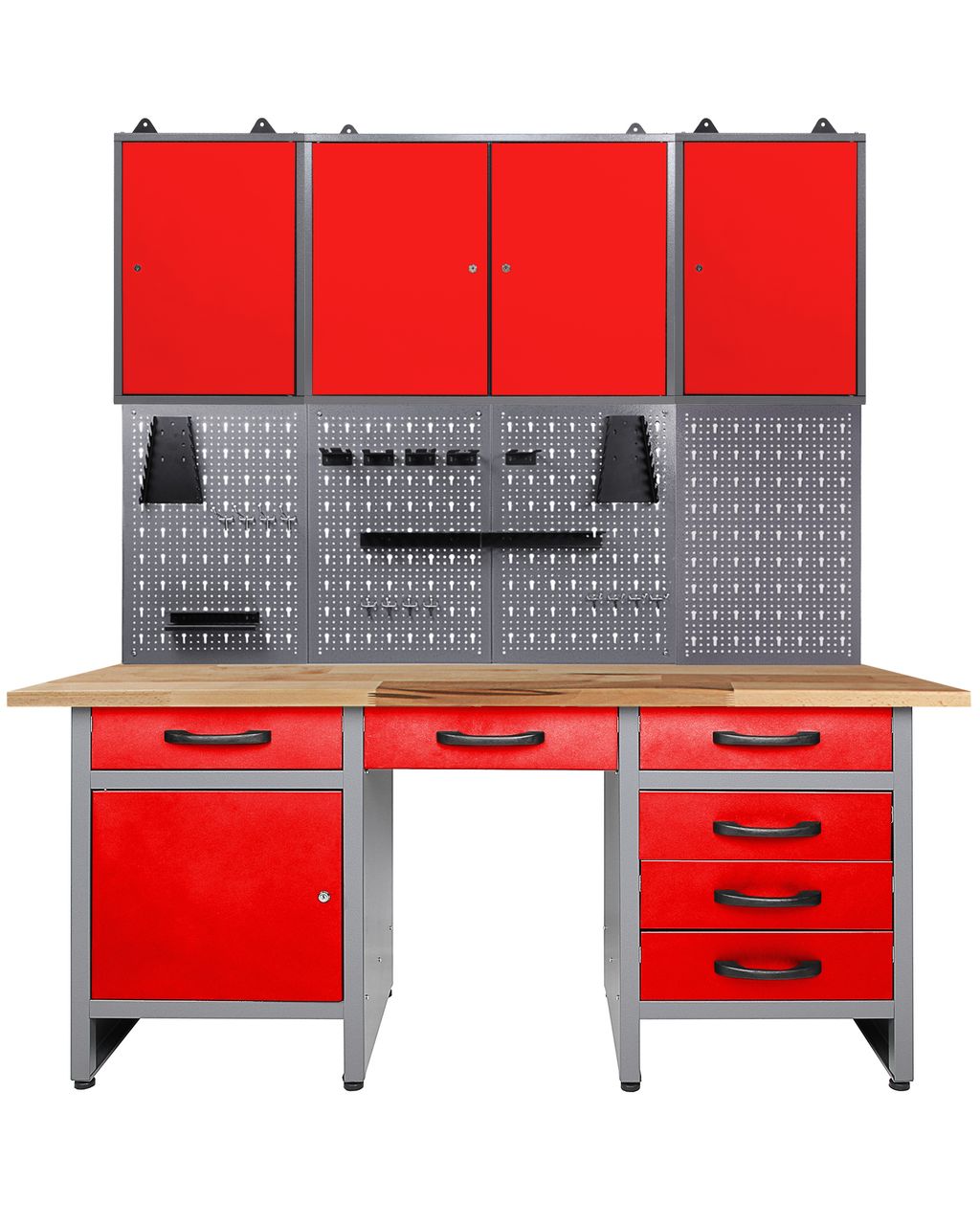 Ondis24 Werkstatt Set Harry 160 cm 3 Schränke rot