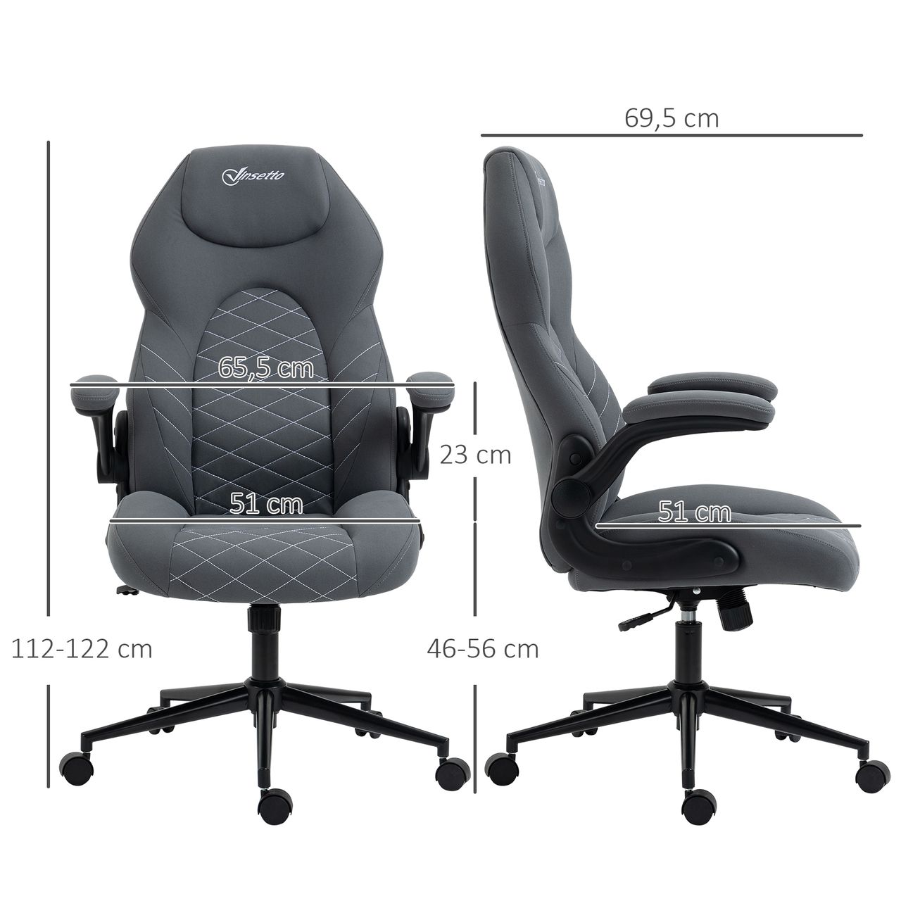 Vinsetto Bürostuhl Ergonomisch Schreibtischstuhl, Computerstuhl mit Wippfunktion