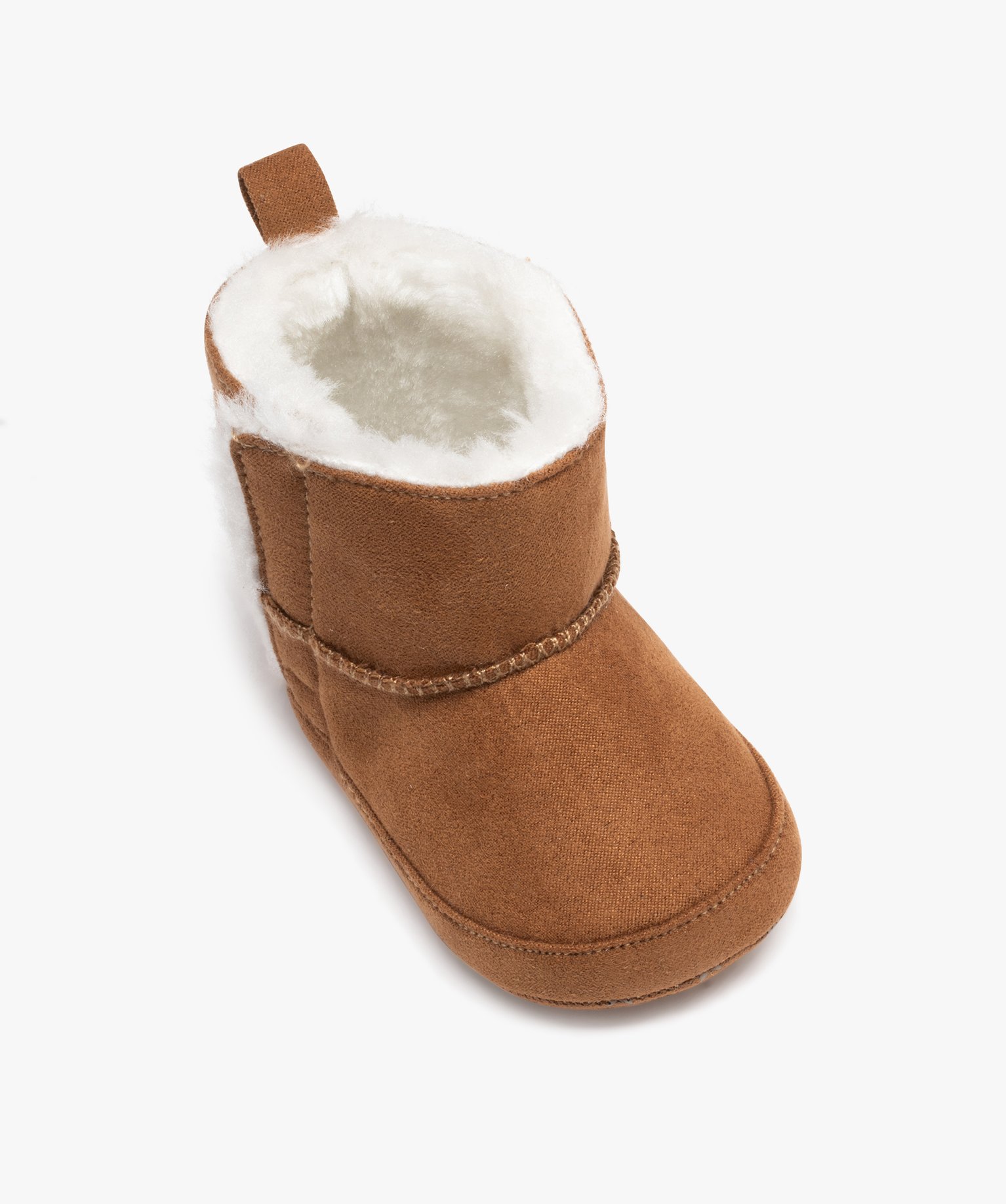 Chaussons de naissance bébé boots fourrées mixtes camel | GEMO