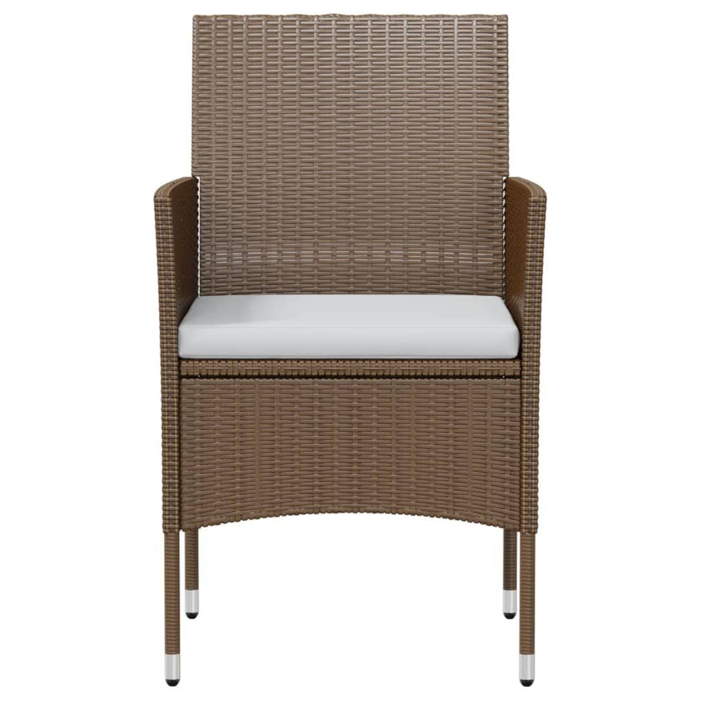 vidaXL Garten-Essgruppe 3-tlg. Garten-Essgruppe Poly Rattan Braun, (3-tlg)