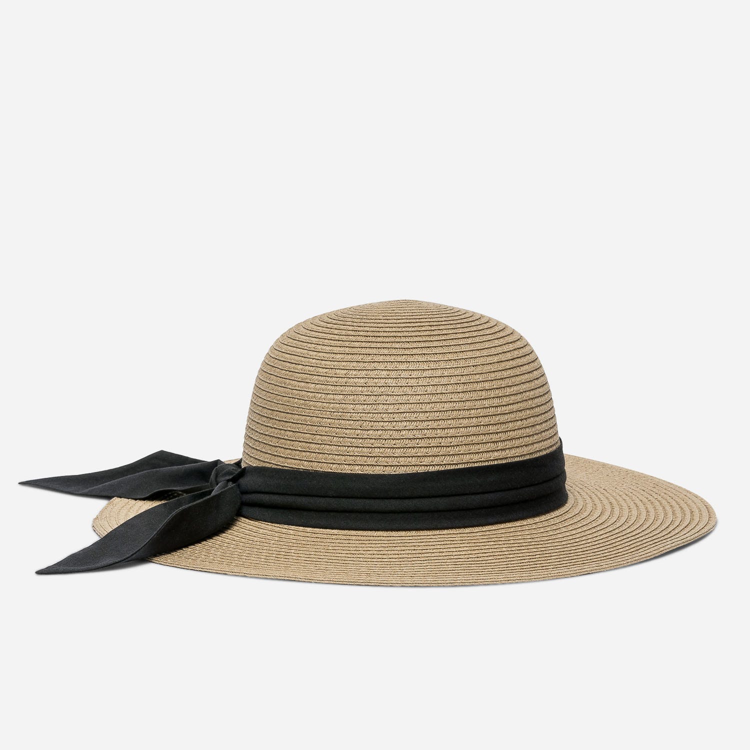 Capeline beige foncé avec nœud noir