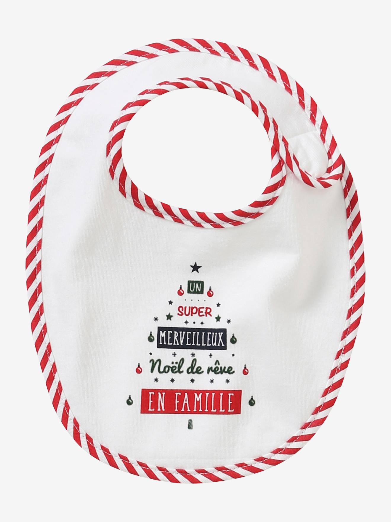 Lot de 3 bavoirs bébé spécial Noël capsule famille rouge/écru
