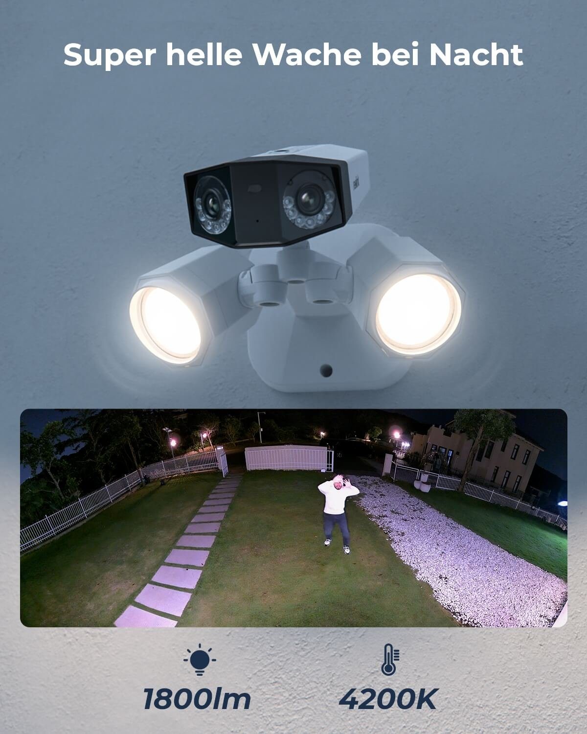 Reolink 8MP UHD Duo-Serie Floodlight PoE Überwachungskamera (Außenbereich, Dual-Objektiv, 180° Panorama-Weitwinkel, Stromversorgung über Ethernet)