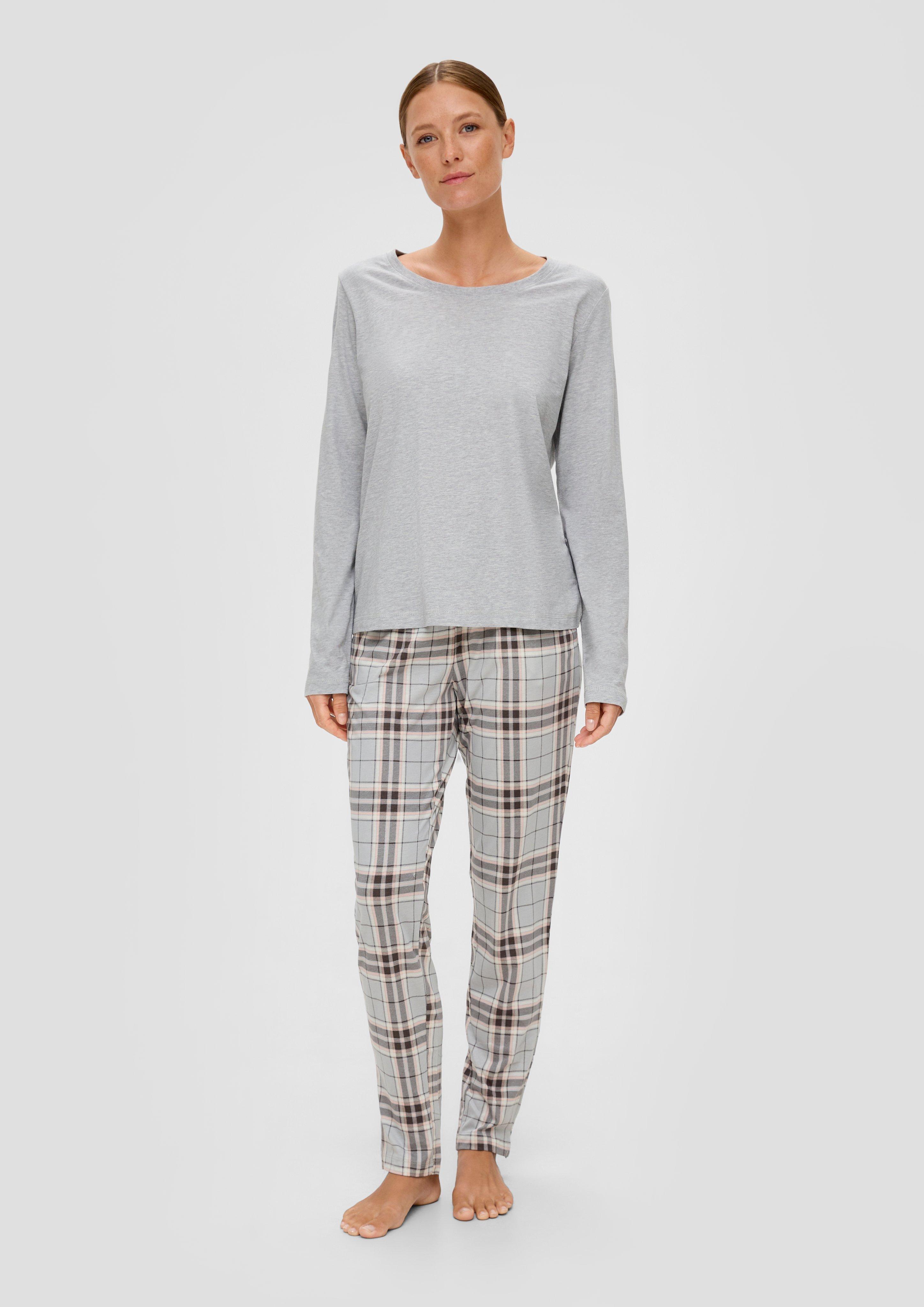 Pyjama Langarmshirt aus Viskose-Baumwollmix  6009001-9000