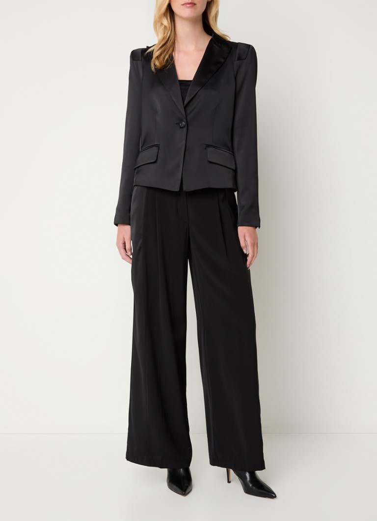 Summum Satin Blazer with Shoulder Pads