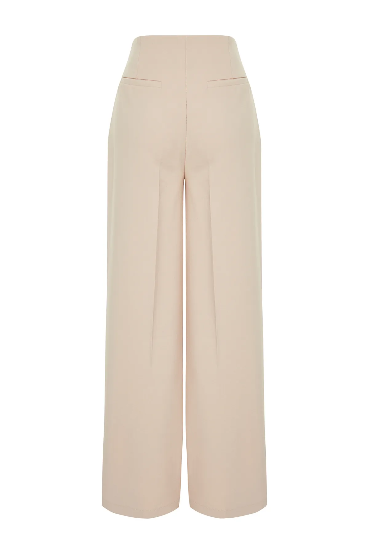 Trendyol Collection  Beige Hose mit weitem Bein und Gürtel aus Iron Trace-Gewebe TWOSS24PL00156