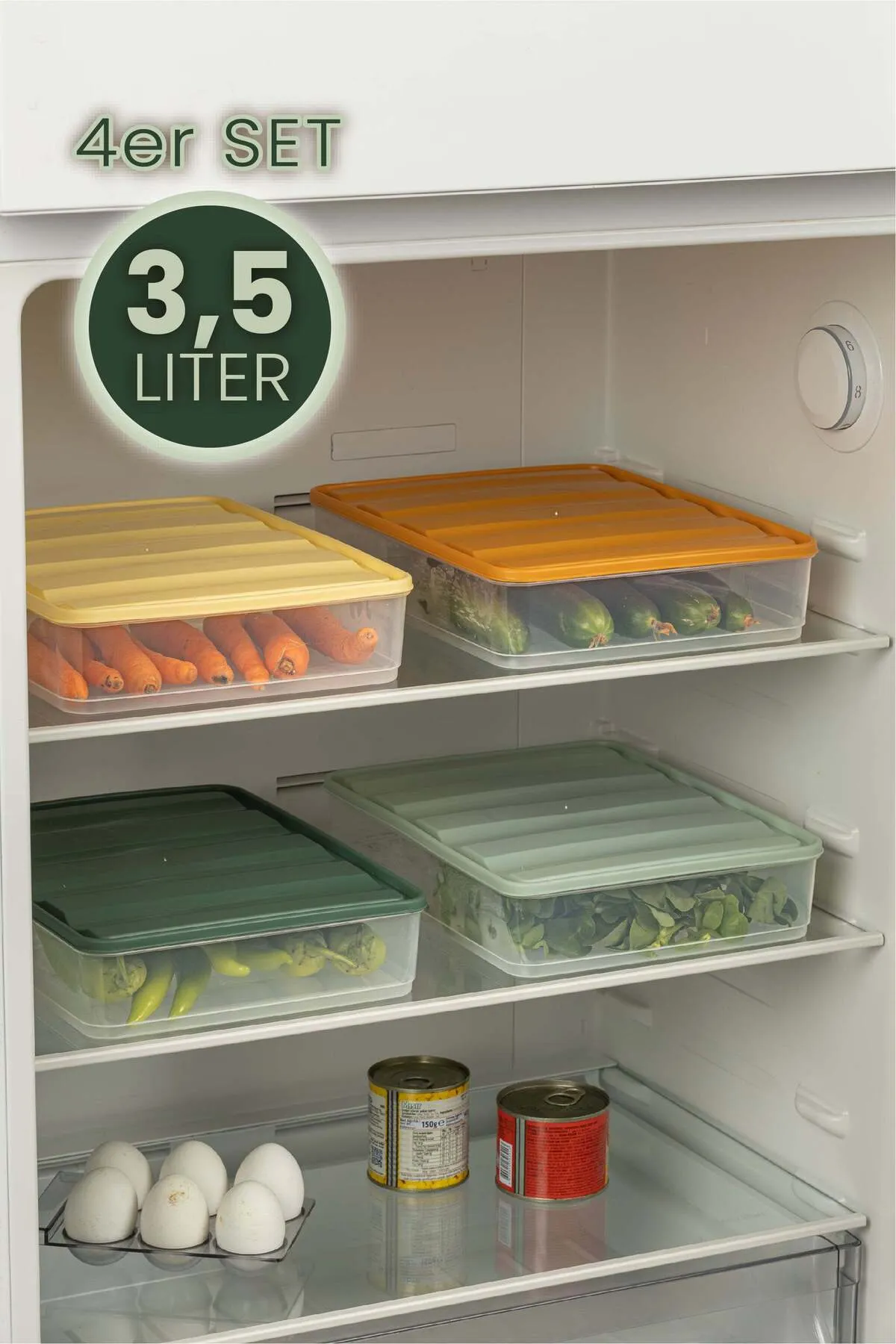 Viwares  4 Teilig Bella Kühlschrank Organizer 3,5 Liter Bunt Vorratsbehälter