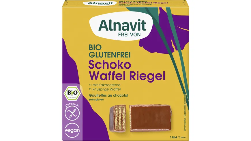 Alnavit Bio Schoko Waffel Riegel glutenfrei 75 g
