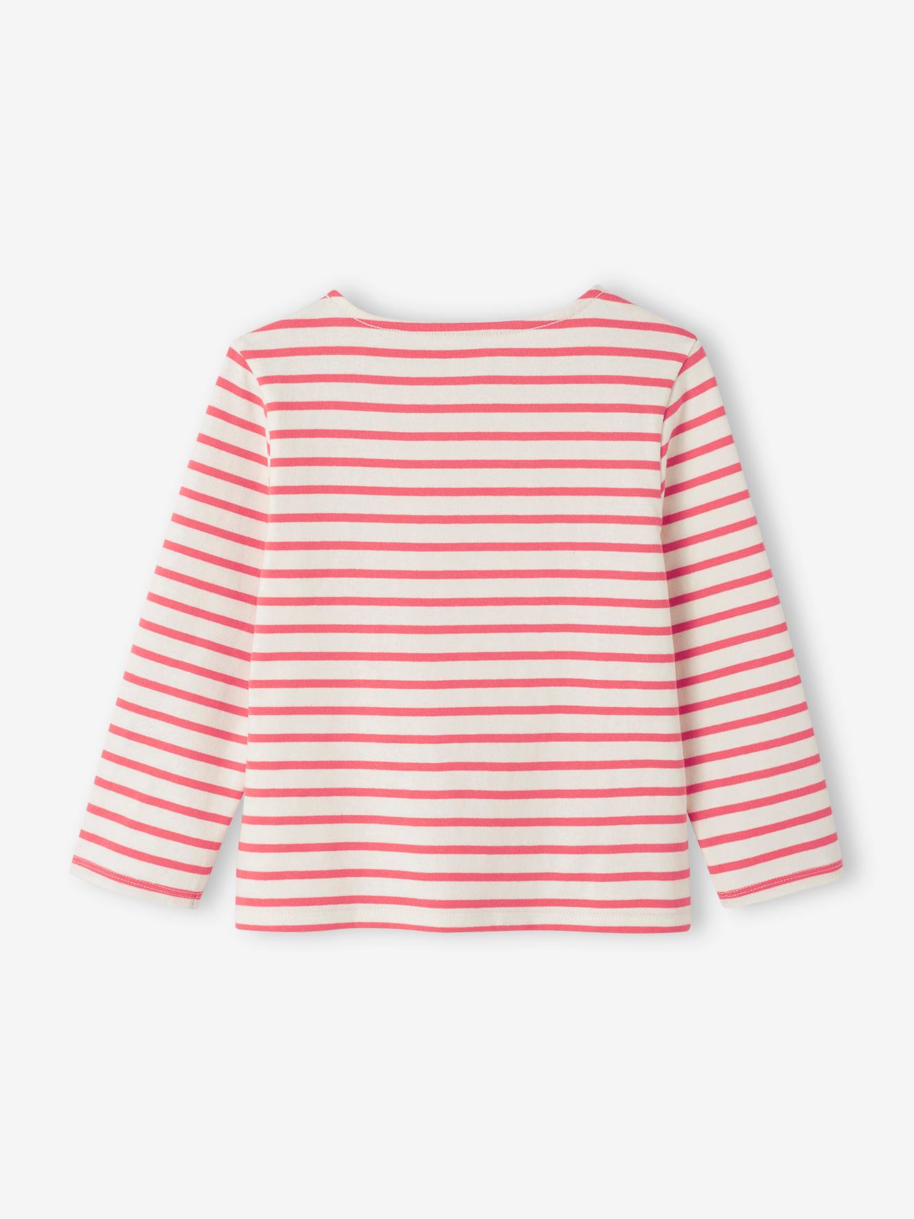 Vertbaudet Mädchen Ringelshirt mit Recycling-Baumwolle, personalisierbar - grau gestreift