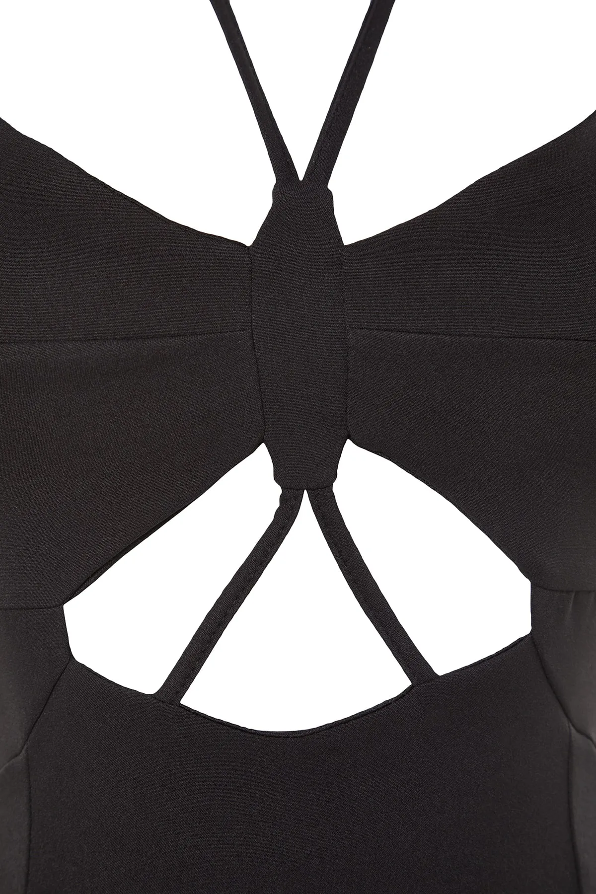 Trendyol Collection  Schwarzes, elegantes Abendkleid mit offener Taille/Skater-Webpaspelierung TPRSS23EL00122